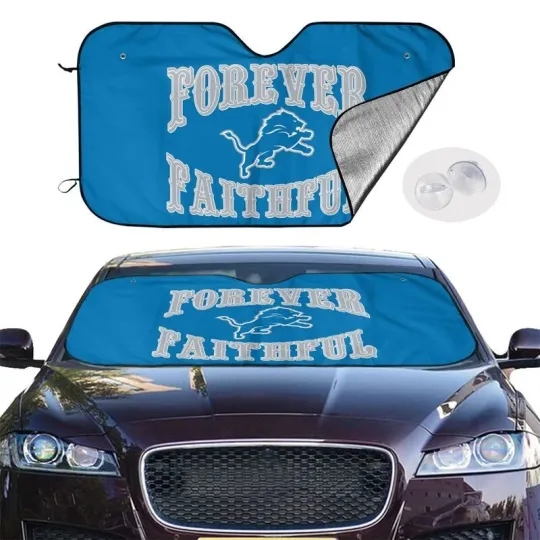Detroit Lions Car Windshield Sunshade "forever faithul" Sunshade Heatproof