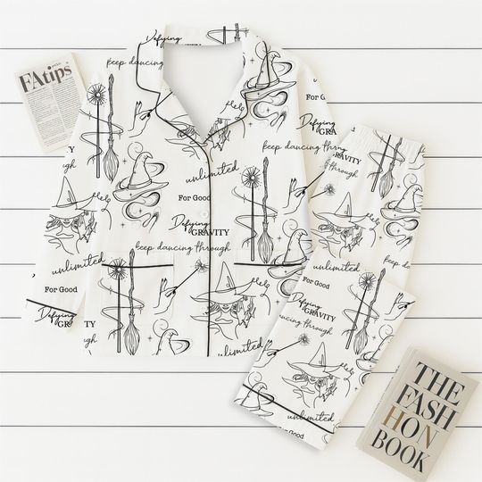 Halloween Witch Pajama Set, Defying Gravity Sleepwear, Wizard Musical Movie Homewear