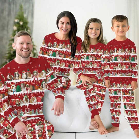 Christmas Guinea Pig Family Pajamas Set, Animal Lover Matching Pajamas, Pigmas Xmas Pajamas, Pajamas For Party, Gift For Farmer