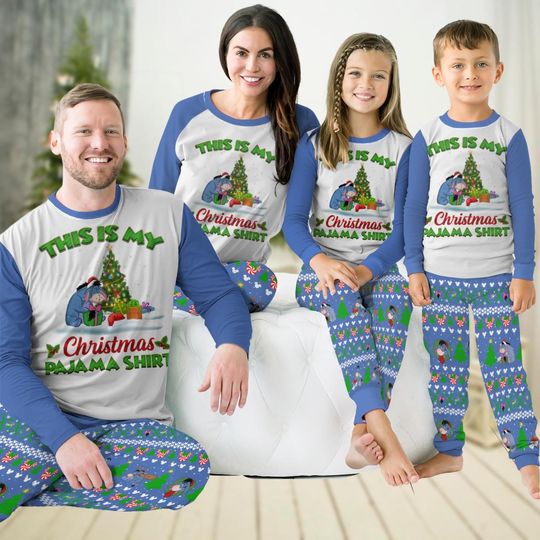 Discover Christmas Eeyore Family Pajamas Set, Winnie The Pooh Holiday Pajamas, Matching Pajamas Set, Cartoon Movie Pjs, Dinsey Donkey Xmas Shirt