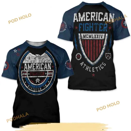 American Fighter Sherman Eagle Black 3D Athletic Fit T-Shirt