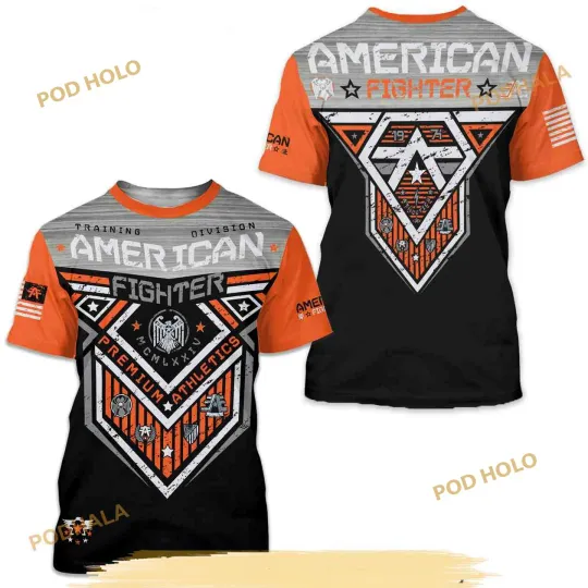 American Fighter Men 3D Hunter Crew Neck Athletic Fit Panel T-Shirt