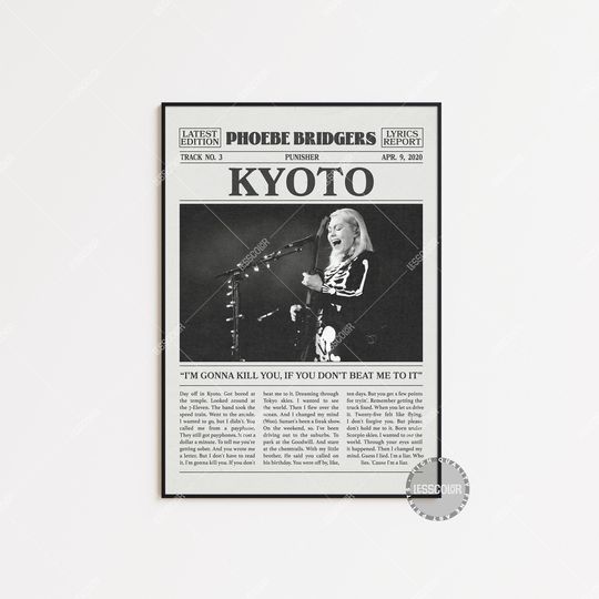 Phoebe Bridgers Retro Newspaper Print, Kyoto Poster, Motion Kyoto Print, Phoebe Bridgers Poster, Punisher Poster