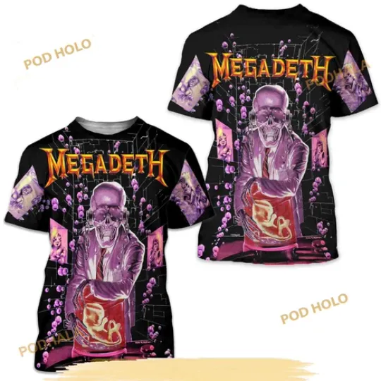MEGADETH 1991 3D Vic Rattlehead All Over Print T-Shirt Extroemely Rare