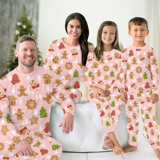 Discover Christmas Gingerbread Family Pajamas Set, Cute Christmas Cookies Holiday Pajamas, Pajamas For Party, Matching Pajamas, Baker Lover Pjs