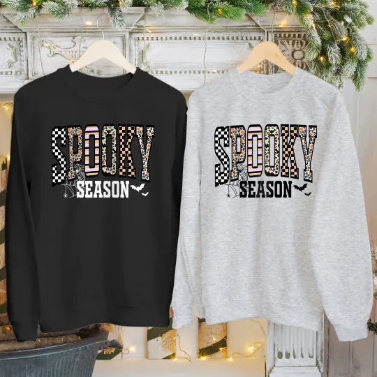 Discover Spooky Season Halloween Sweatshirt Retro Fall Jumper