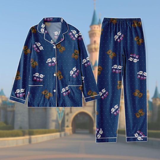 Bears and Choo-Choo Train Pajamas Set, Cute Bear Pajamas Women, Rumi Teddy Pajamas Set, Meme Choo Choo Train Thick Pajamas Women Set