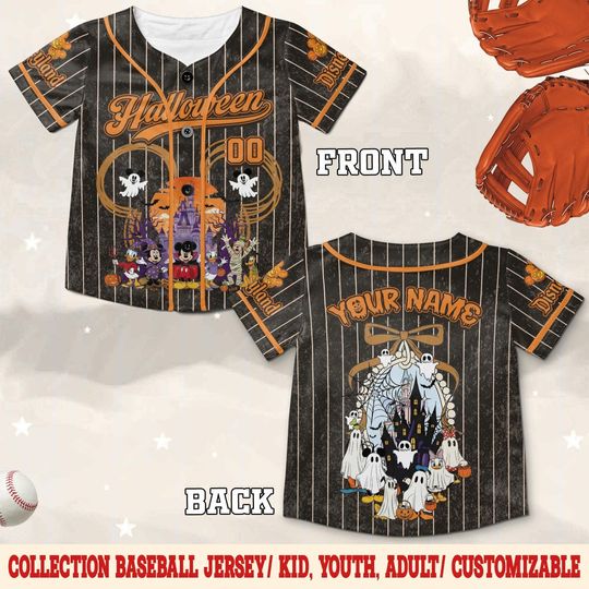 Discover Retro Coquette Disney Halloween Baseball Jersey, Custom Mickey and Friends Spooky Jersey, Mickey's Not-So-Scary Halloween Party NGTE19