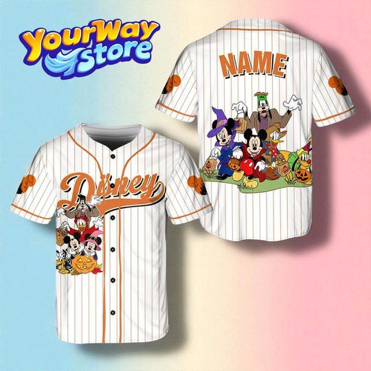 Discover Custom Disney Halloween Jersey, Personalized Mickey & Friends Baseball Shirt, Family Matching Disney Outfits