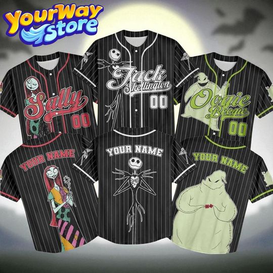 Discover Halloween Jack Skellington Baseball Jersey  Nightmare Before Christmas Oogie Boogie Sally Shirt