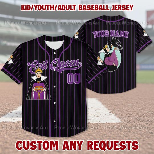 Custom Evil Queen Baseball Jersey, Custom Evil Queen Jersey, Halloween Villain Women Shirt, Disney Birthday Gift
