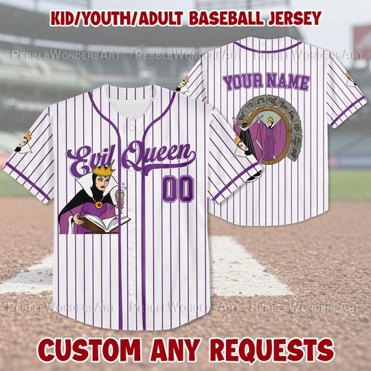 Personalized Evil Queen Baseball Jersey, Custom Evil Queen Jersey, Halloween Villain Women Shirt, Disney Birthday Gift
