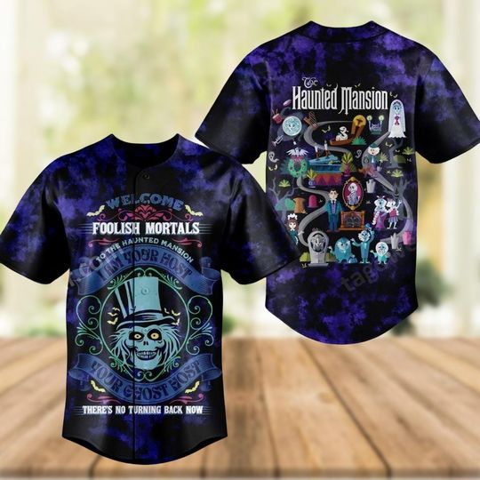 Discover Haunted Mansion Map Baseball Jersey, Haunted Mansion Shirt, Disney Halloween Jersey, Stretching Room Baseball Shirt, Horror Movie Shirt
