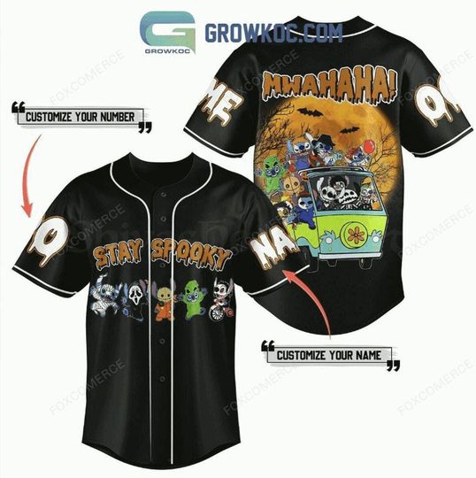 Discover Stitch Spooky Halloween Baseball Jersey Pumpkin Personalized Shirt