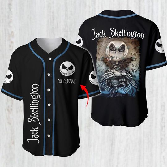 Discover Halloween Jack Skellington Baseball Jersey, Custom Jack Skellington Jersey Shirt, Nightmare Before Christmas Jersey, Gift For Him