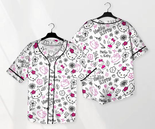 Hello Kitty Baseball Jersey Shirt, Tropical Kitty Family