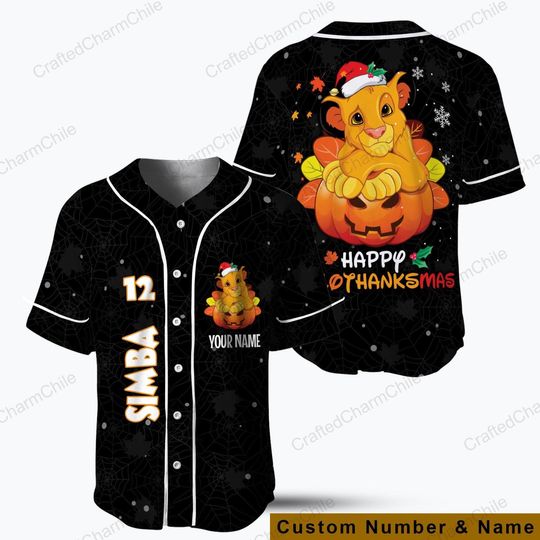 Discover Simba Hallothanksmas Baseball Jersey, Disneyland Matching shirt for Family Trip, Halloween Thanksgiving Xmas Tee Kid Youth Baseball Size