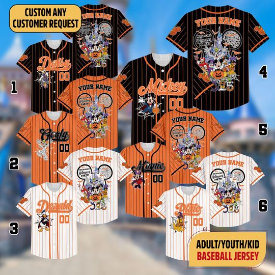 Discover Custom Disney Halloween Family Matching Jersey, Not So Scary Halloween Baseball Jersey, Disney Family Halloween Jersey, Disney Halloween