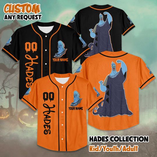 Discover Custom Hades Halloween Baseball Jersey, Disney Hercules Villain Shirt, Spooky Disney Villain Jersey, Matching Disney Trip Outfit
