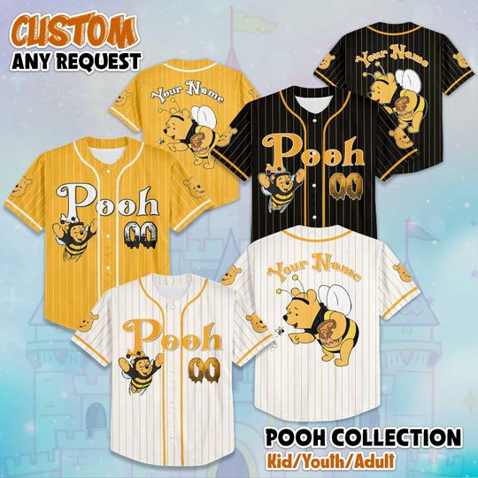 Discover Custom Winnie the Pooh Halloween Baseball Jersey, Disney Winnie the Pooh Jersey, Disneyland Baseball Team Outfit, Disney Halloween Jersey