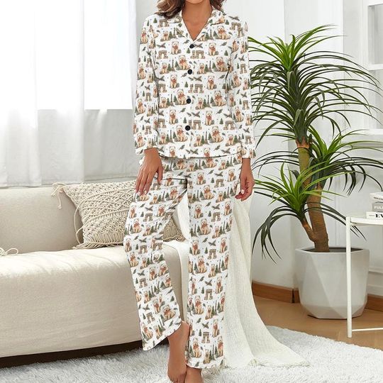 Discover Samoyed Christmas Pajamas, Womens Winter Sleepwear Set, Cute Paris Dog Print PJs Holiday Gift for Her Dog Mom Gift Samoyed Lover Loungewear