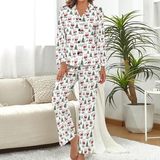 Discover Samoyed Christmas Pajamas, Womens Winter Sleepwear Set, Cute Dog Print PJs, Holiday Gift for Her, Dog Mom Gift, Cozy Samoyed Lover Pajama