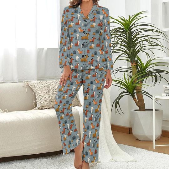 Scandi Modern Dog Christmas Pajamas Whimsical Holiday Dog Print PJs Retro Mid Century Style Sleepwear Cozy Gift for Dog Moms Holiday PJs