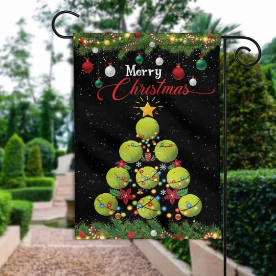 Discover Tennis Christmas Tree Flag, Tennis lover Merry Christmas, Tennis player flag