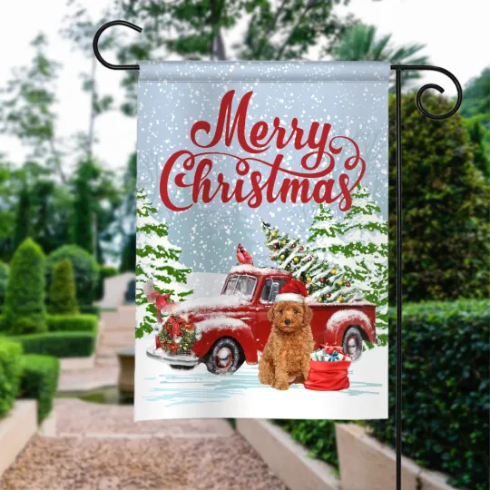 Discover Cavapoo Dog Merry Christmas Flag, Cavapoo Dog Christmas Red Truck Flag Gift