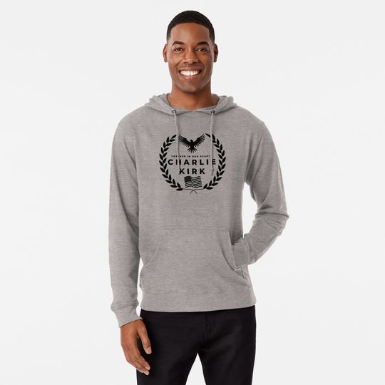 Forever in Our Hearts Charlie Kirk American Patriot Eagle Lightweight Hoodie