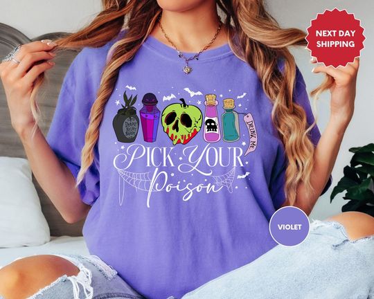 Discover Comfort Colors Pick Your Poison Shirt, Disney Family Shirt, Disney Villain T-shirt, Halloween Tee, Disney Witch Shirt, Halloween Gift