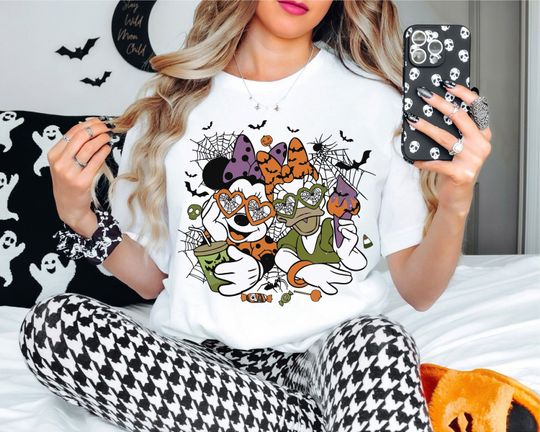 Discover Disney Minnie & Daisy Halloween Shirt, Besties Halloween Tee, Disney Halloween T-shirt, Trick Or Treat Sweatshirt, Spooky Season Shirt