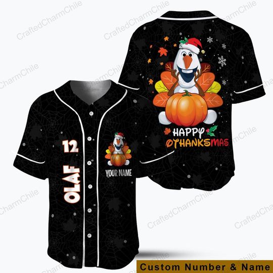 Discover Olaf Frozen Hallothanksmas Baseball Jersey, Disneyland Matching shirt for Family Trip, Halloween Thanksgiving Xmas Tee Kid Youth Size