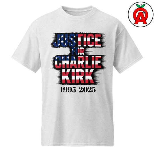 Discover Justice for Charlie Kirk T-Shirt, Adult Unisex DryBlend Tee, Patriotic Political Shirt, American Flag Apparel, Conservative Graphic Top