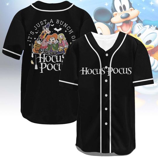 Hocus Pocus BaseballShirt, It's Just A Bunch Of Halloween T-Shirt, Sanderson Sisters Tee, Disney Mickey Friends Jerseys, Spooky Movie