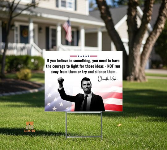 Discover Charlie Kirk Yard Sign, Justice for Charlie Political Outdoor Decor, Patriotic Conservative Garden Sign, Activist Campaign Statement Sign
