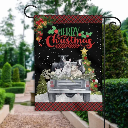 Discover Farm Animals Merry Christmas Flag, Merry Christmas Flag, Christmas Animal Farm