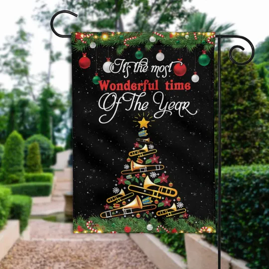 Discover Trumbone Christmas Tree Flag, Trumbone lover Merry Christmas flag