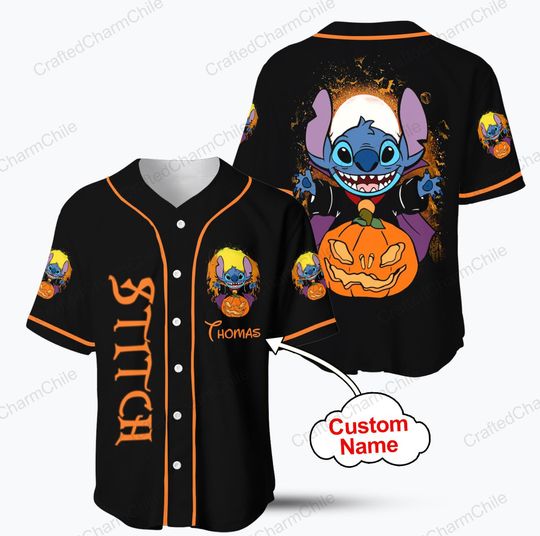 Discover Stitch Halloween Baseball Jersey, Baseball Jersey Disneyland Matching shirt for Dlsney Vacation, Halloween Baseball Tee for Kid Youth