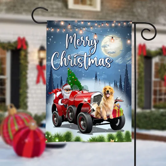 Discover Santa Claus Merry Christmas Flag, Santa Welcome Flag, Vintage Santa Xmas Flag