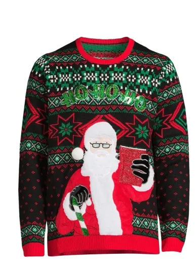 Discover Men’s Holiday 3D Ugly Christmas Sweater – Ho Ho Ho Santa