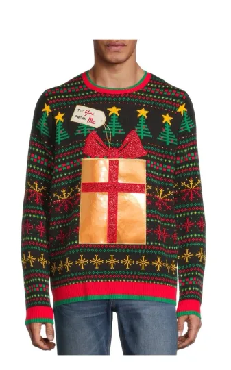 Discover Holiday Time Men’s Ugly Christmas Sweater - Golden Gift Design