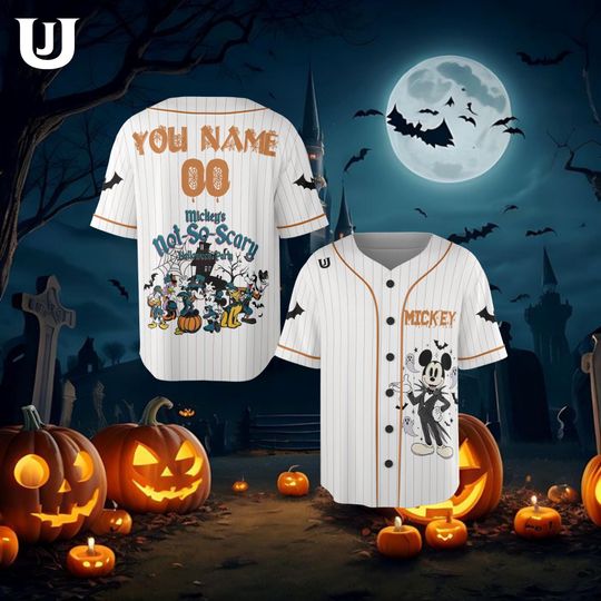 Discover Disney Halloween Mickey Mouse Jersey, Custom Disney Halloween Shirt, Adults & Fans, Spooky Disney Jersey for Kids, Disney Halloween