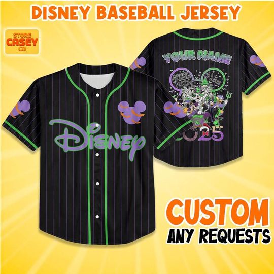 Discover Custom Disney Mickey Halloween Black , Personalize Disneyland Jersey, Baseball Team, Mickey Mouse Birthday, Gift for Disney Fans