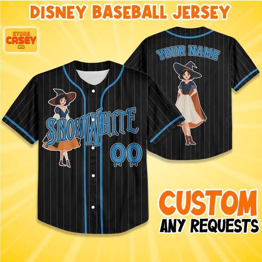 Discover Custom Witch Princess SnowWhite Halloween Baseball, Personalized Halloween Disneyland Jersey, Halloween Gift for Disney Fan, Halloween Shirt