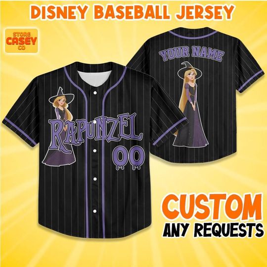 Discover Custom Witch Princess Rapunzel Halloween Baseball, Personalized Halloween Disneyland Jersey, Halloween Gift for Disney Fans, Halloween Shirt