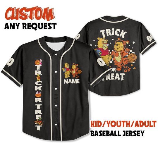 Discover Custom Name Winnie The Pooh Halloween Jersey, Disneyland Movie Winnie the Pooh Jersey, Winnie The Pooh Halloween Funny Birthday Matching