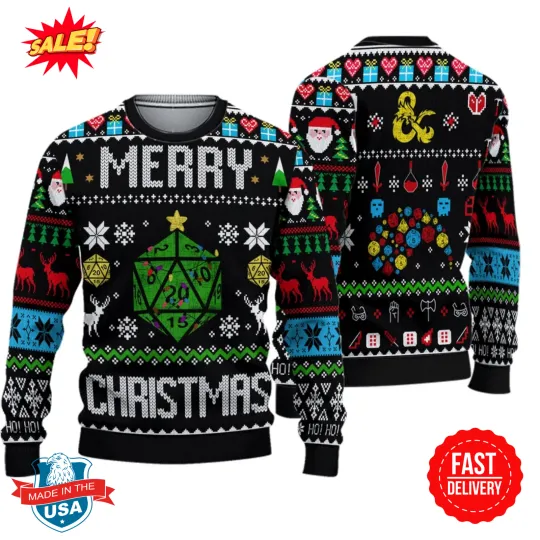 DnD Dungeons and Dragons Christmas Ugly Sweater
