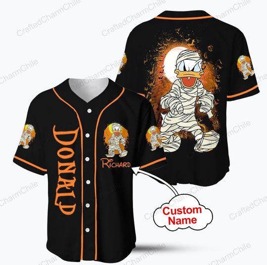 Discover Donald Duck Halloween Baseball Jersey, Baseball Jersey Disneyland Matching shirt for Dlsney Vacation, Halloween Baseball Tee for Kid Youth