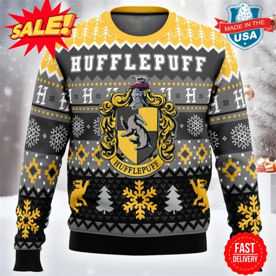 Discover Harry Potter Hufflepuff House Ugly Christmas Sweater, Unisex